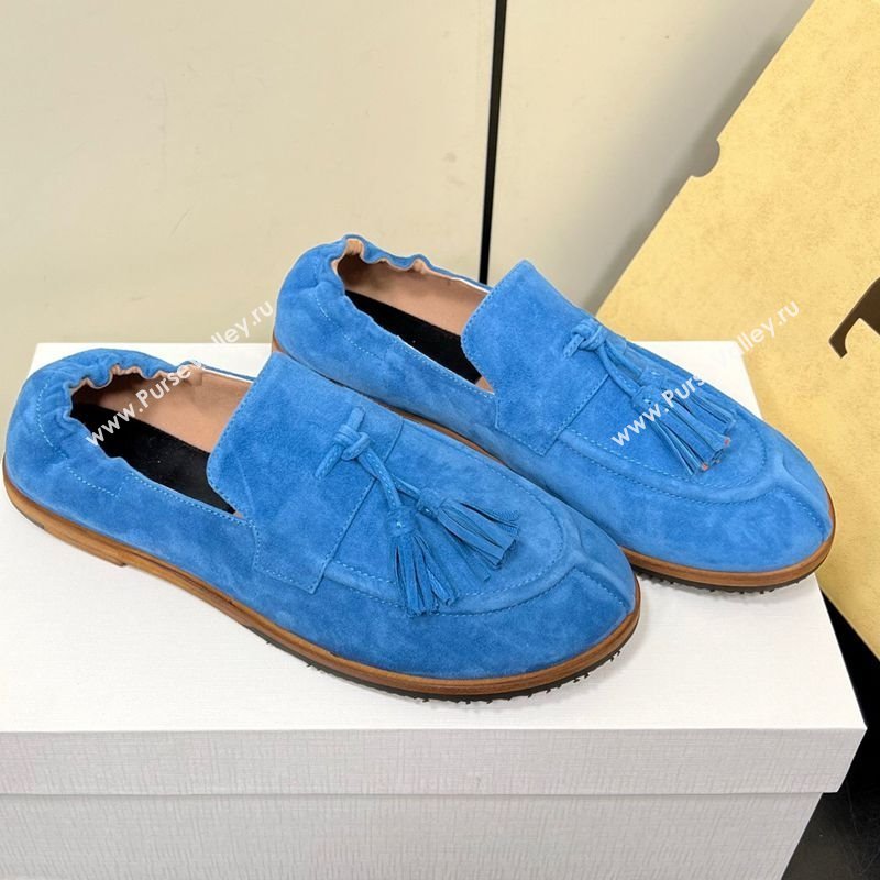 The Row Suede Tassel Loafers Blue 2025 0604 (HQG-250604115)