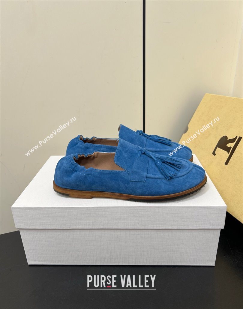 The Row Suede Tassel Loafers Blue 2025 0604 (HQG-250604115)