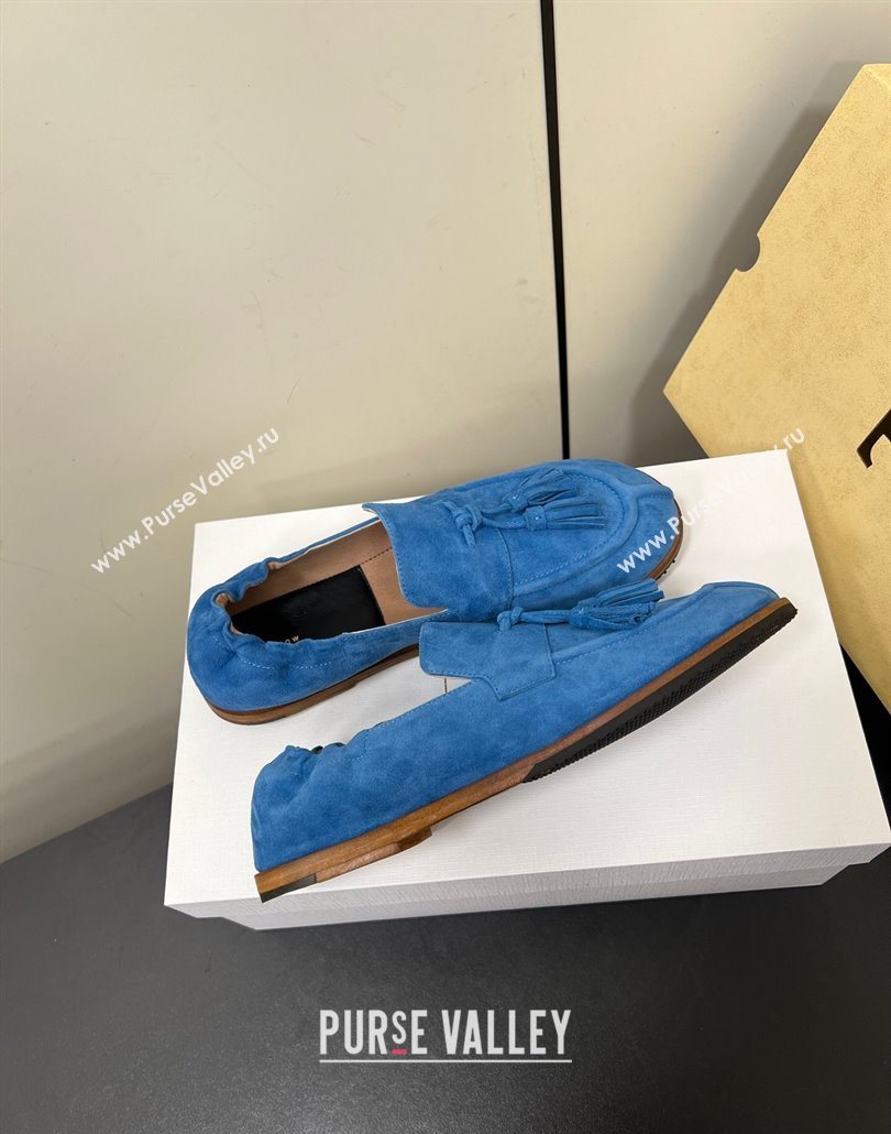 The Row Suede Tassel Loafers Blue 2025 0604 (HQG-250604115)
