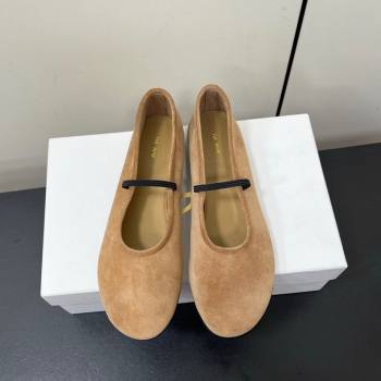 The Row Elastic Ballet Flats Slipper in Suede Brown 2025 0604 (HQG-250604092)