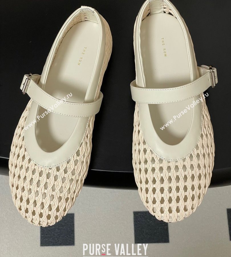 The Row Woven Ballet Flats White 2025 TR071001 (MD-250710117)