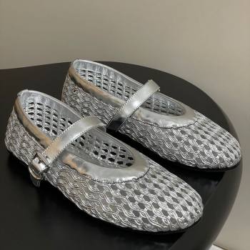 The Row Woven Ballet Flats Silver 2025 TR071001 (MD-250710118)