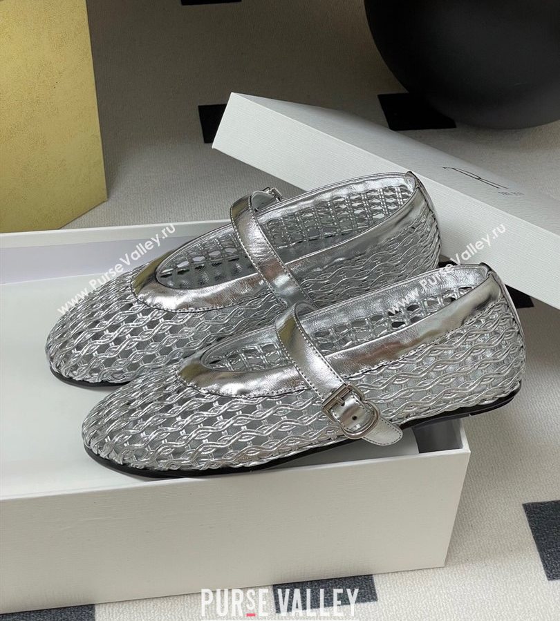 The Row Woven Ballet Flats Silver 2025 TR071001 (MD-250710118)