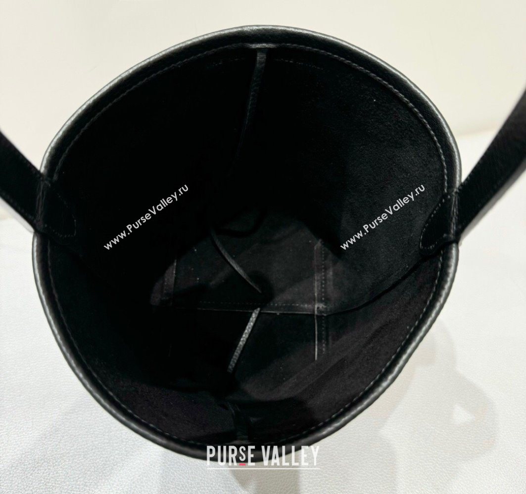 The Row Medium N/S Park Tote Bag in Grained Leather Black 2025 0802 (YY-250802055)