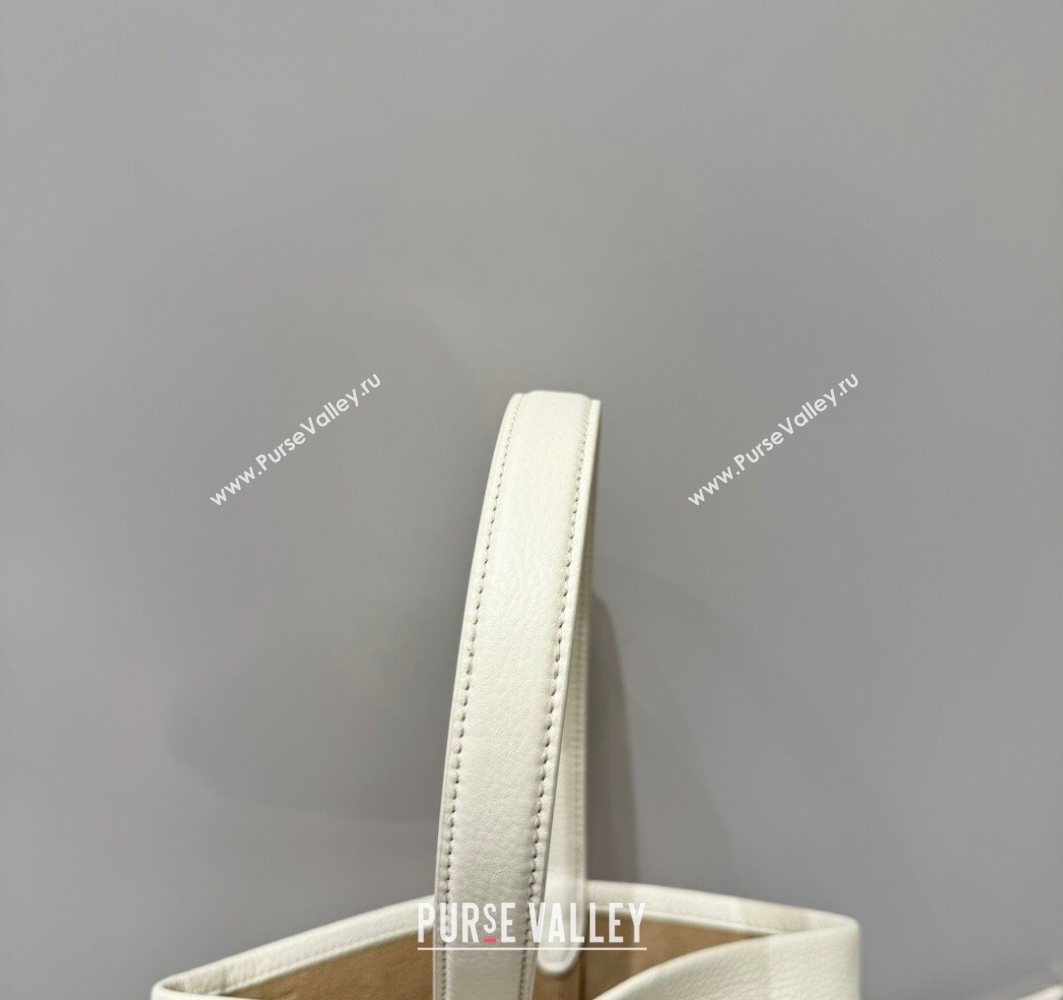 The Row Small N/S Park Tote Bag in Grained Leather White 2025 0802 (YY-250802058)