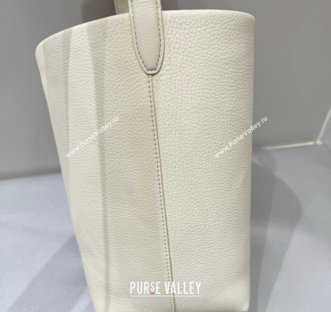 The Row Medium N/S Park Tote Bag in Grained Leather White 2025 0802 (YY-250802057)