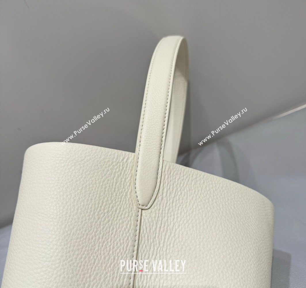 The Row Medium N/S Park Tote Bag in Grained Leather White 2025 0802 (YY-250802057)