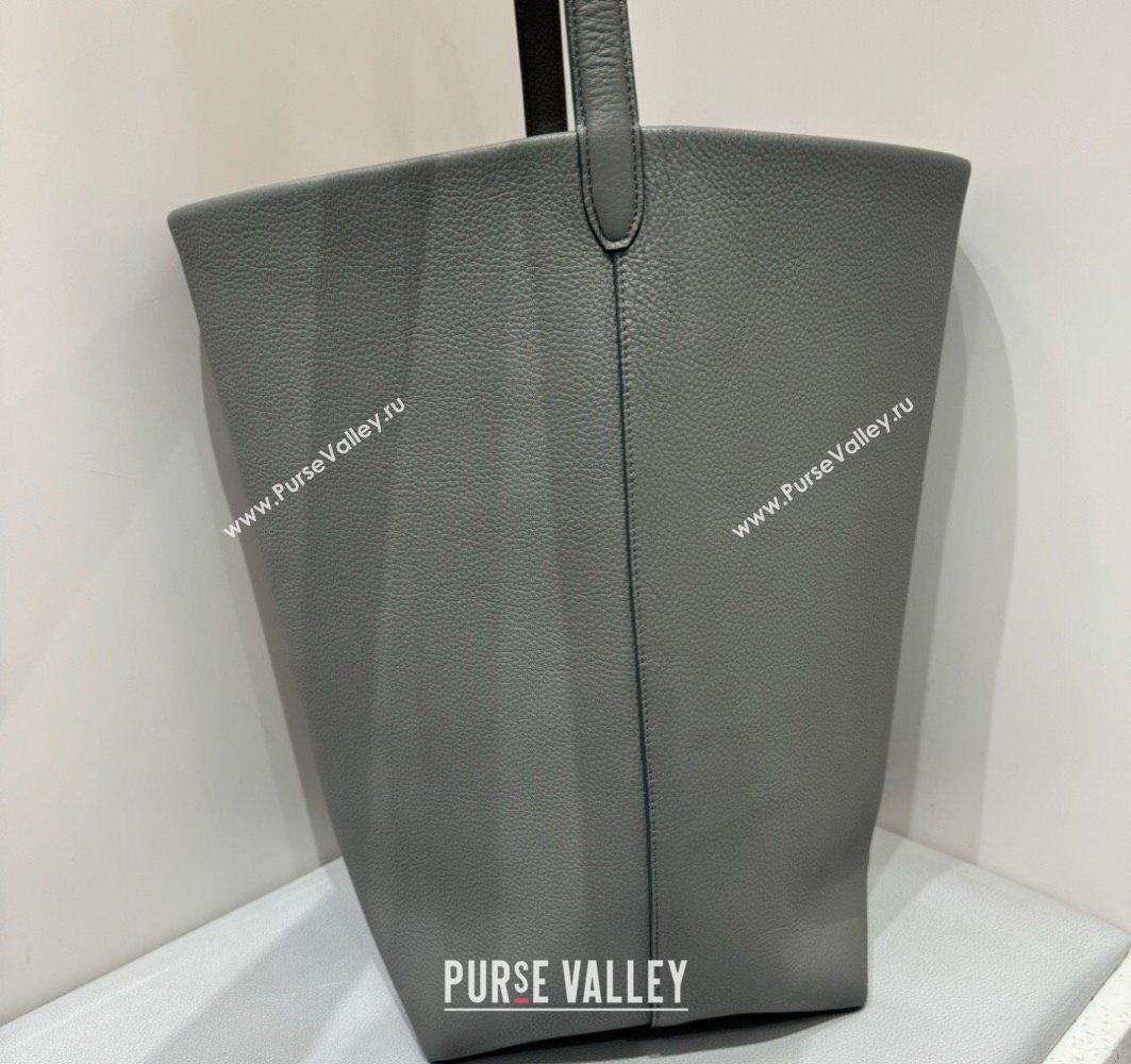 The Row Large N/S Park Tote Bag in Grained Leather Timouse Grey 2025 0802 (YY-250802044)