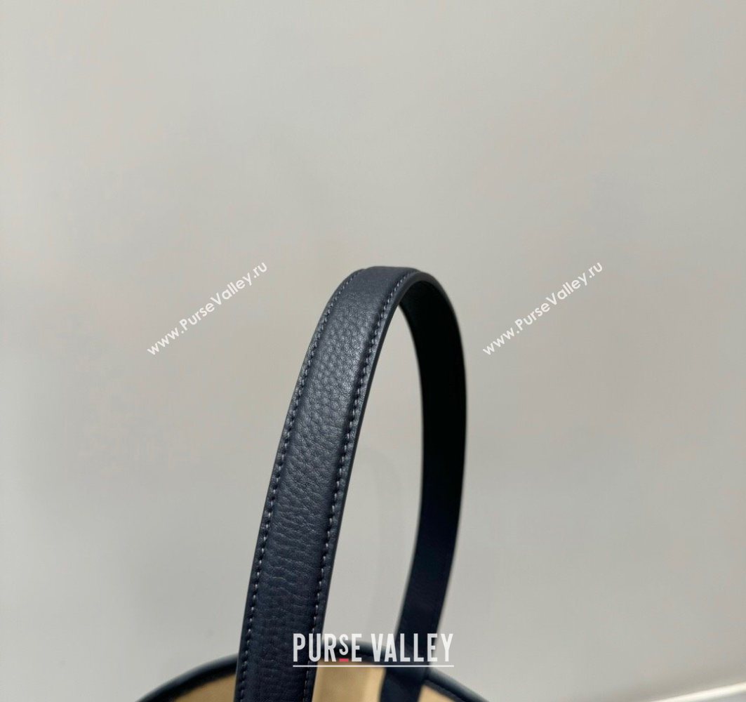 The Row Medium N/S Park Tote Bag in Grained Leather Marine Blue 2025 0802 (YY-250802053)