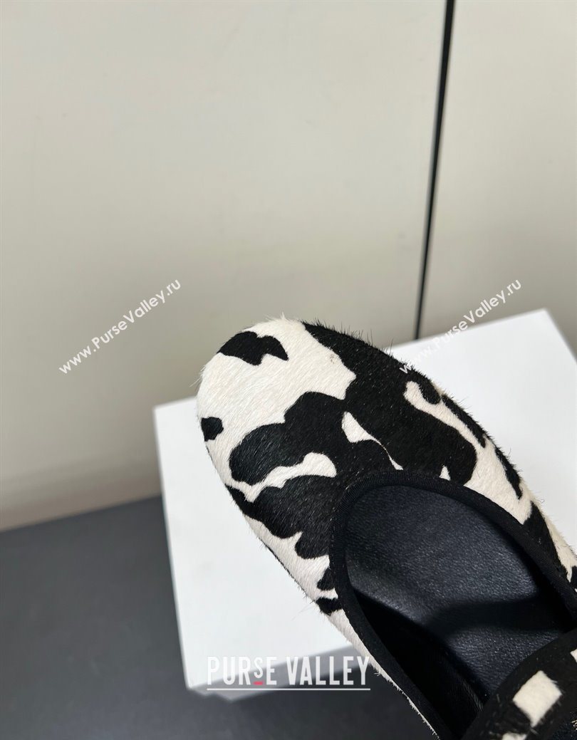 The Row Printed Mohair Mary Janes Ballet Flats White/Black 2025 TR082703 (HQG-250827031)