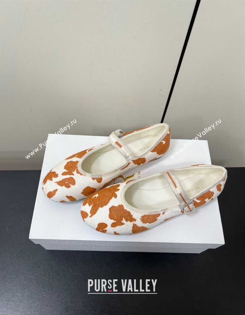 The Row Printed Mohair Mary Janes Ballet Flats White/Orange 2025 TR082703 (HQG-250827032)