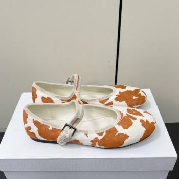The Row Printed Mohair Mary Janes Ballet Flats White/Orange 2025 TR082703 (HQG-250827032)
