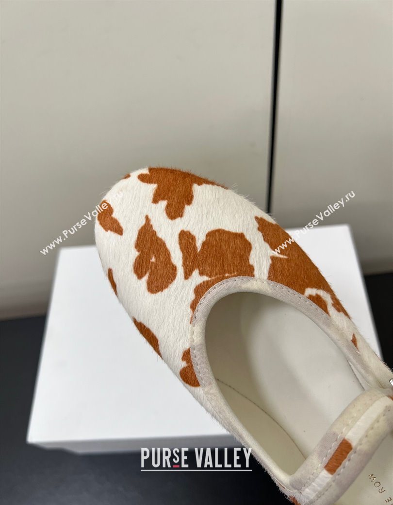 The Row Printed Mohair Mary Janes Ballet Flats White/Orange 2025 TR082703 (HQG-250827032)