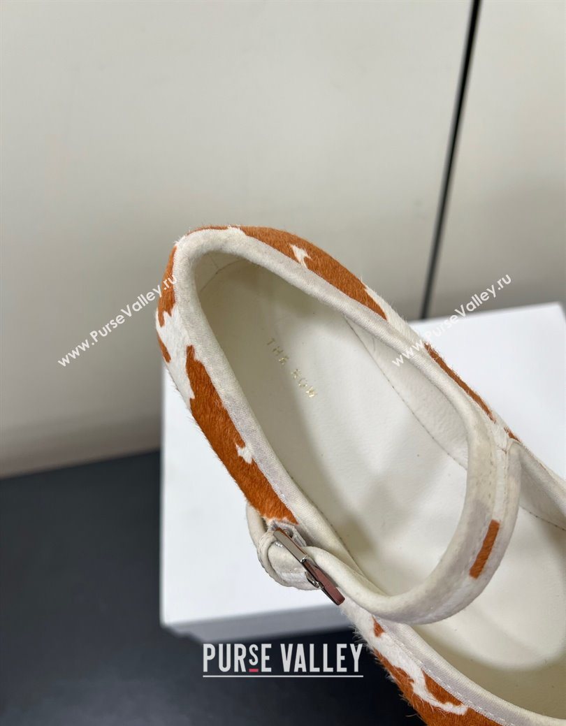 The Row Printed Mohair Mary Janes Ballet Flats White/Orange 2025 TR082703 (HQG-250827032)