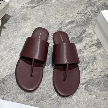 The Row Signum Flat Thong Slides Sandal in Calfskin Dark Burgundy 2025 TR082704 (HQG-250827033)