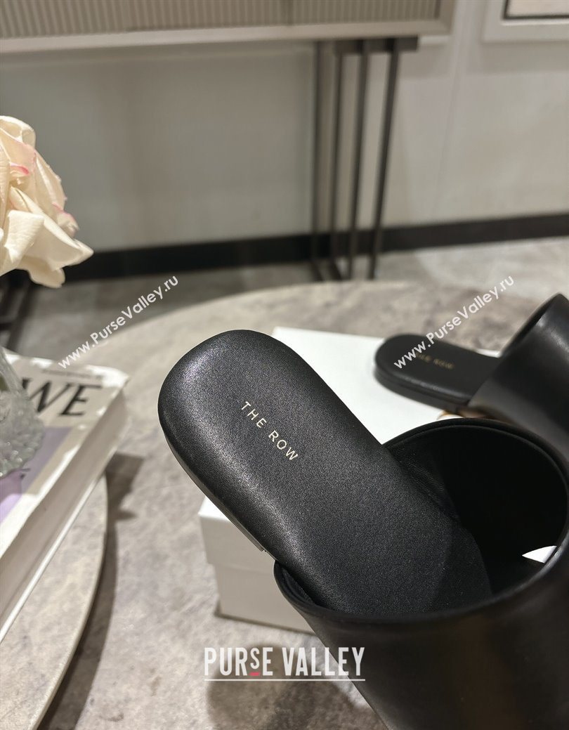 The Row Signum Flat Thong Slides Sandal in Calfskin Black 2025 TR082704 (HQG-250827034)
