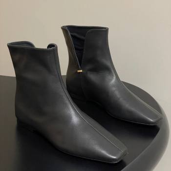 The Row Lambskin Flat Ankle Boots Black 2025 TR082701 (MD-250827025)