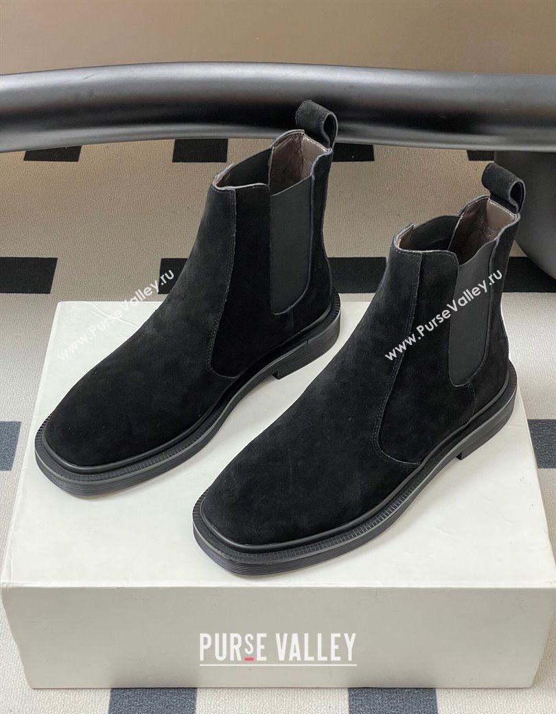 The Row Suede Flat Ankle Boots Black 2025 TR082702 (MD-250827029)