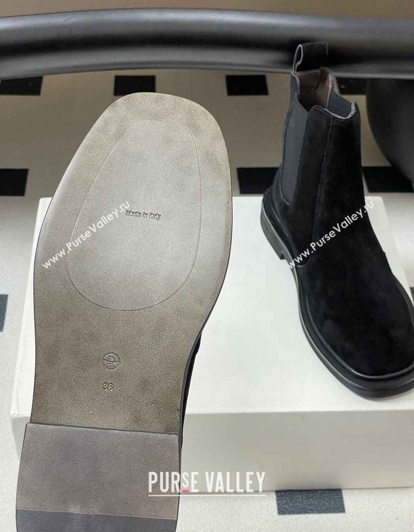 The Row Suede Flat Ankle Boots Black 2025 TR082702 (MD-250827029)