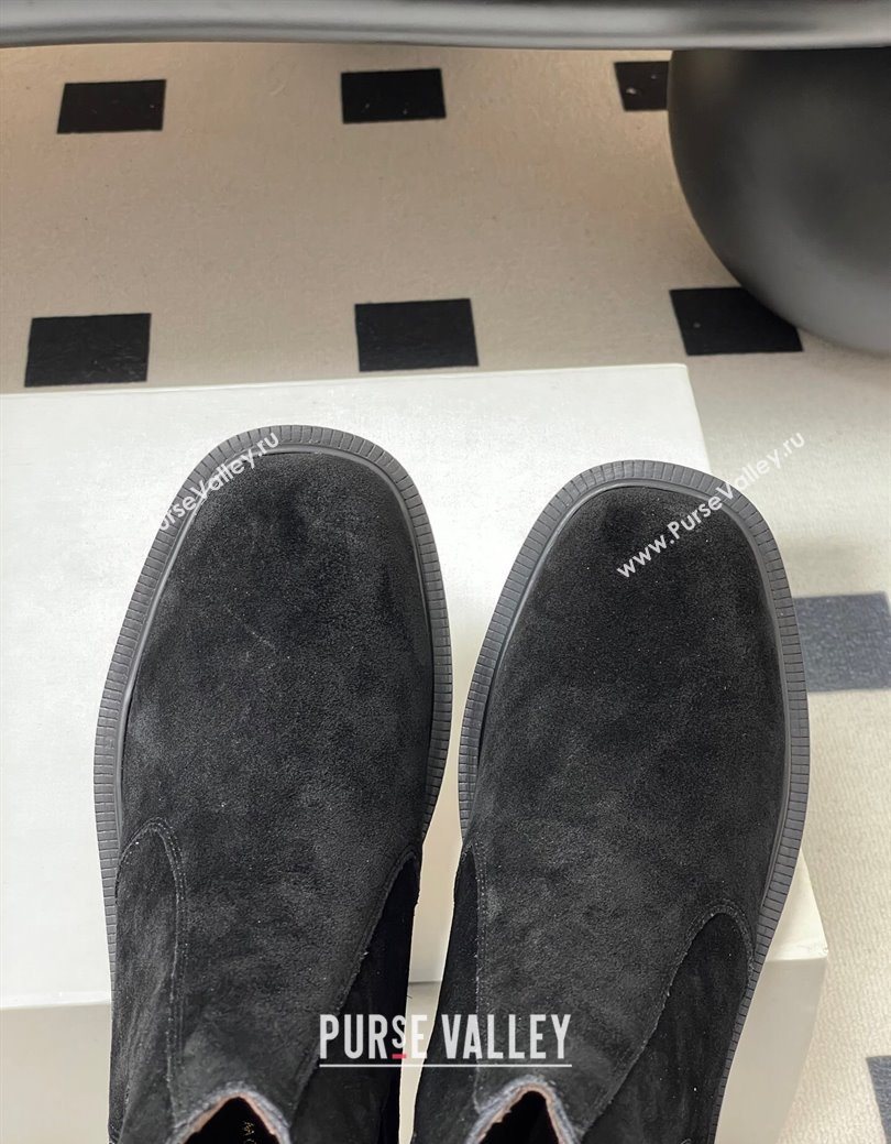 The Row Suede Flat Ankle Boots Black 2025 TR082702 (MD-250827029)