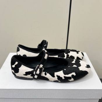 The Row Printed Mohair Mary Janes Ballet Flats White/Black 2025 TR082703 (HQG-250827031)