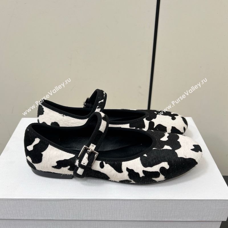 The Row Printed Mohair Mary Janes Ballet Flats White/Black 2025 TR082703 (HQG-250827031)