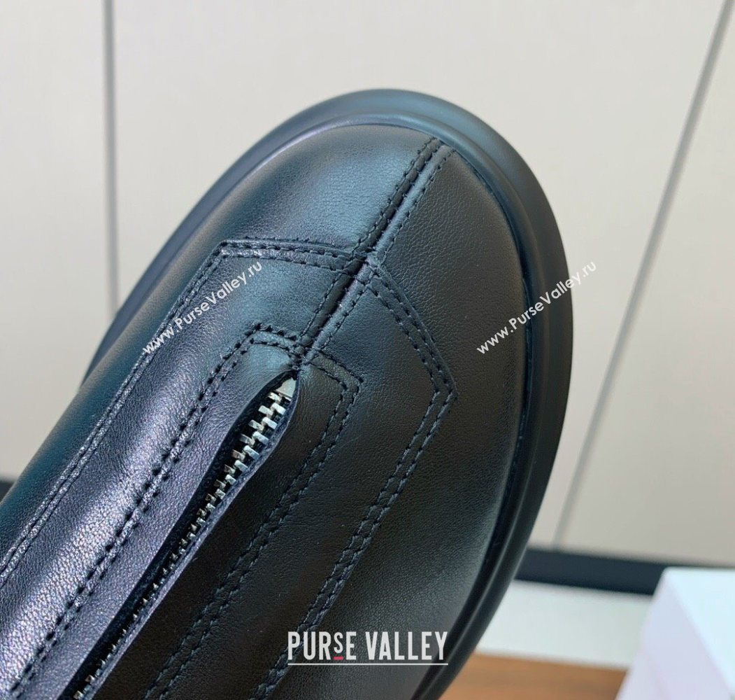 The Row Leather Zipped Platform Ankle Boots 5cm Black 2025 1028 (KL-251028074)