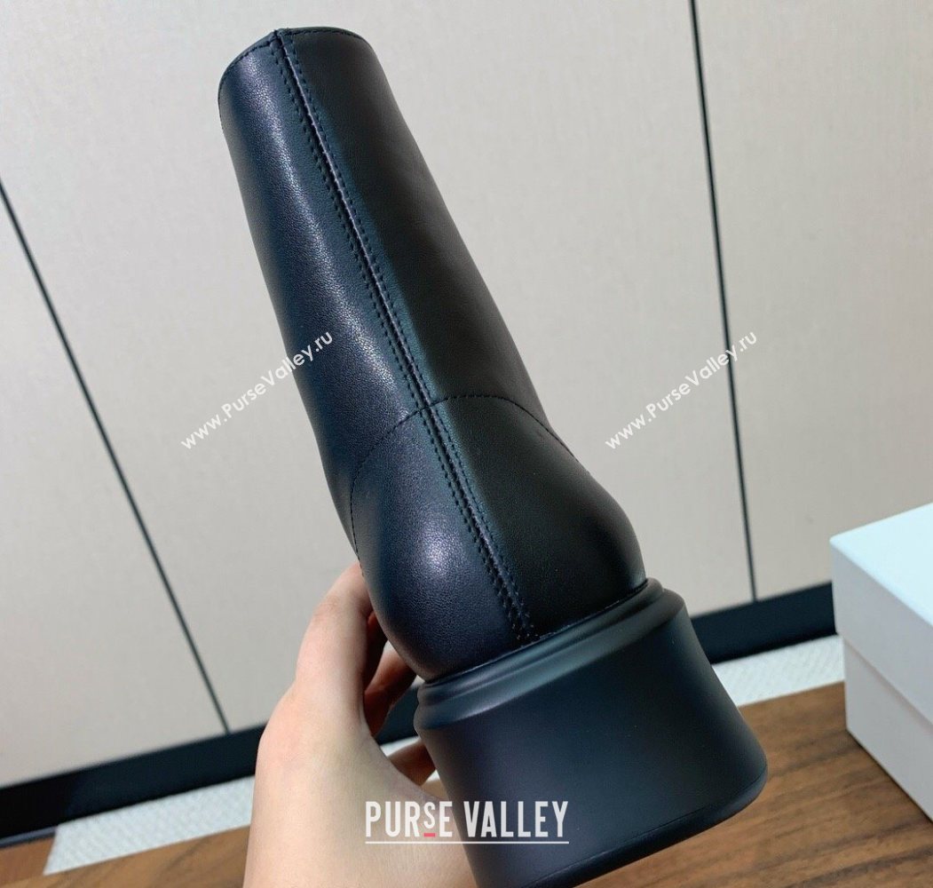 The Row Leather Zipped Platform Ankle Boots 5cm Black 2025 1028 (KL-251028074)