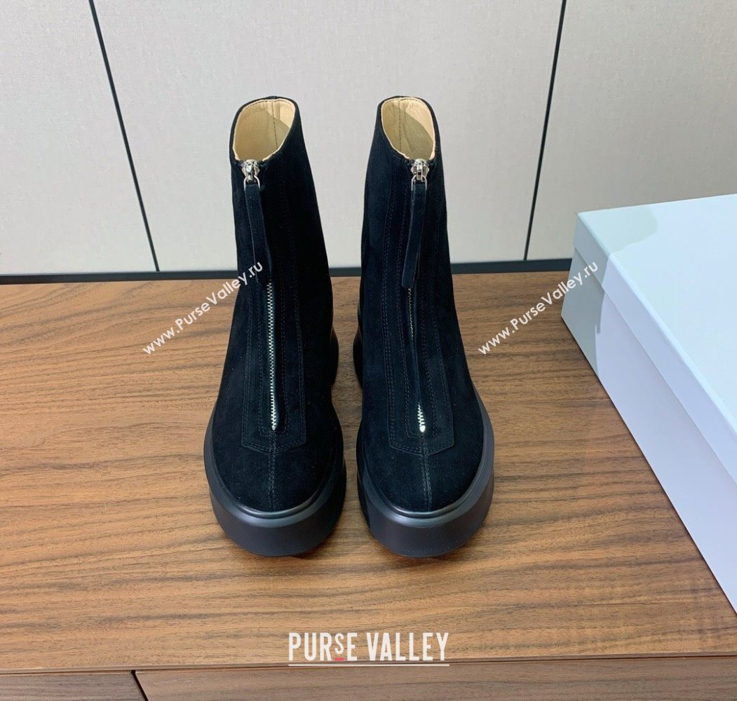 The Row Suede Zipped Platform Ankle Boots 5cm Black 2025 1028 (KL-251028076)
