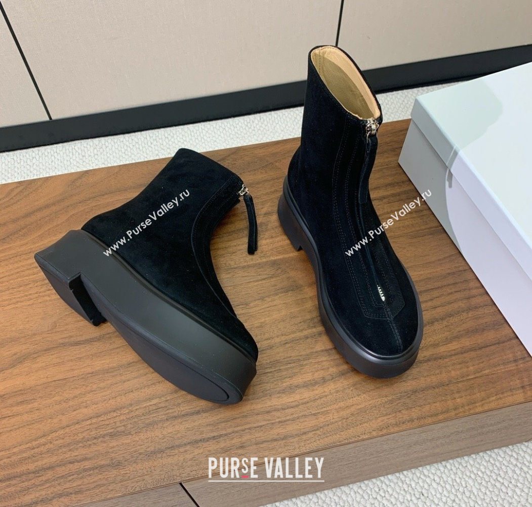 The Row Suede Zipped Platform Ankle Boots 5cm Black 2025 1028 (KL-251028076)