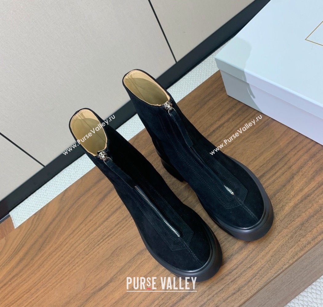 The Row Suede Zipped Platform Ankle Boots 5cm Black 2025 1028 (KL-251028076)