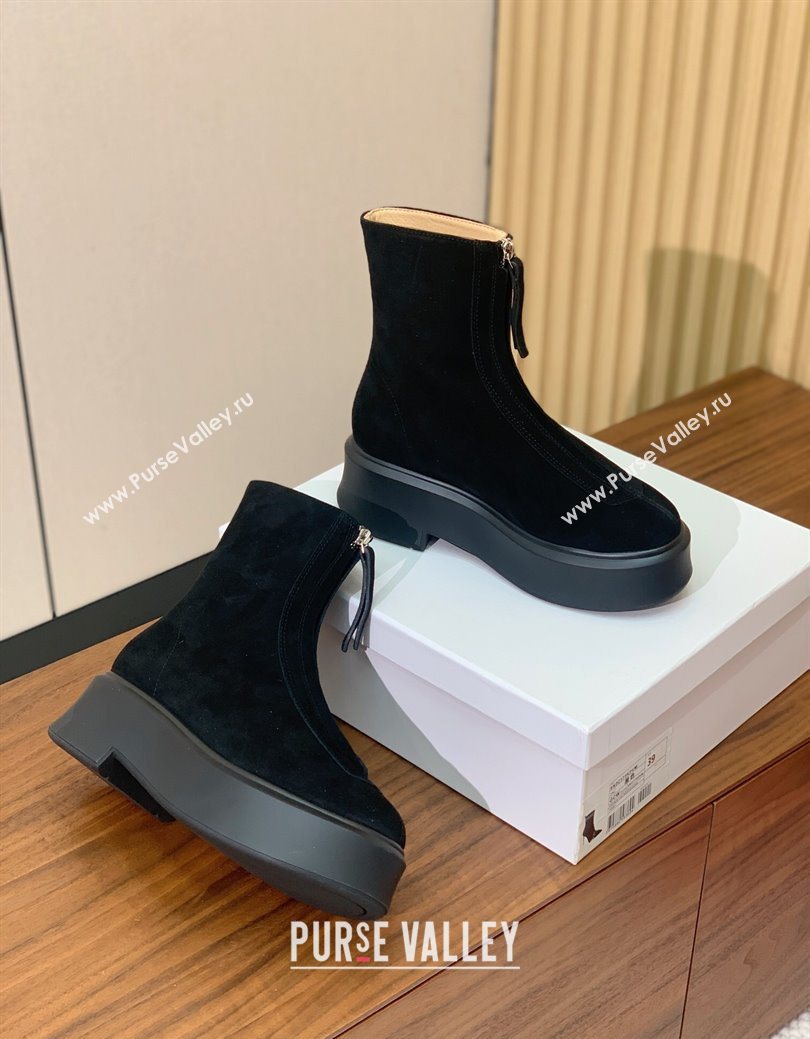 The Row Suede Zipped Platform Ankle Boots 5cm Black 2025 1028 (KL-251028076)