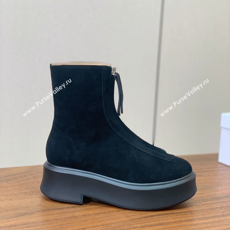 The Row Suede Zipped Platform Ankle Boots 5cm Black 2025 1028 (KL-251028076)