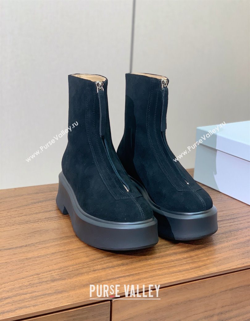 The Row Suede Zipped Platform Ankle Boots 5cm Black 2025 1028 (KL-251028076)