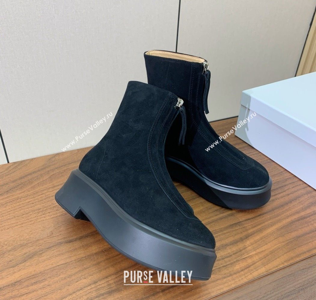 The Row Suede Zipped Platform Ankle Boots 5cm Black 2025 1028 (KL-251028076)