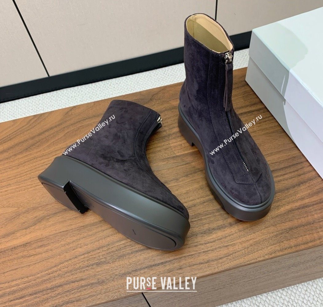 The Row Suede Zipped Platform Ankle Boots 5cm Brown 2025 1028 (KL-251028077)