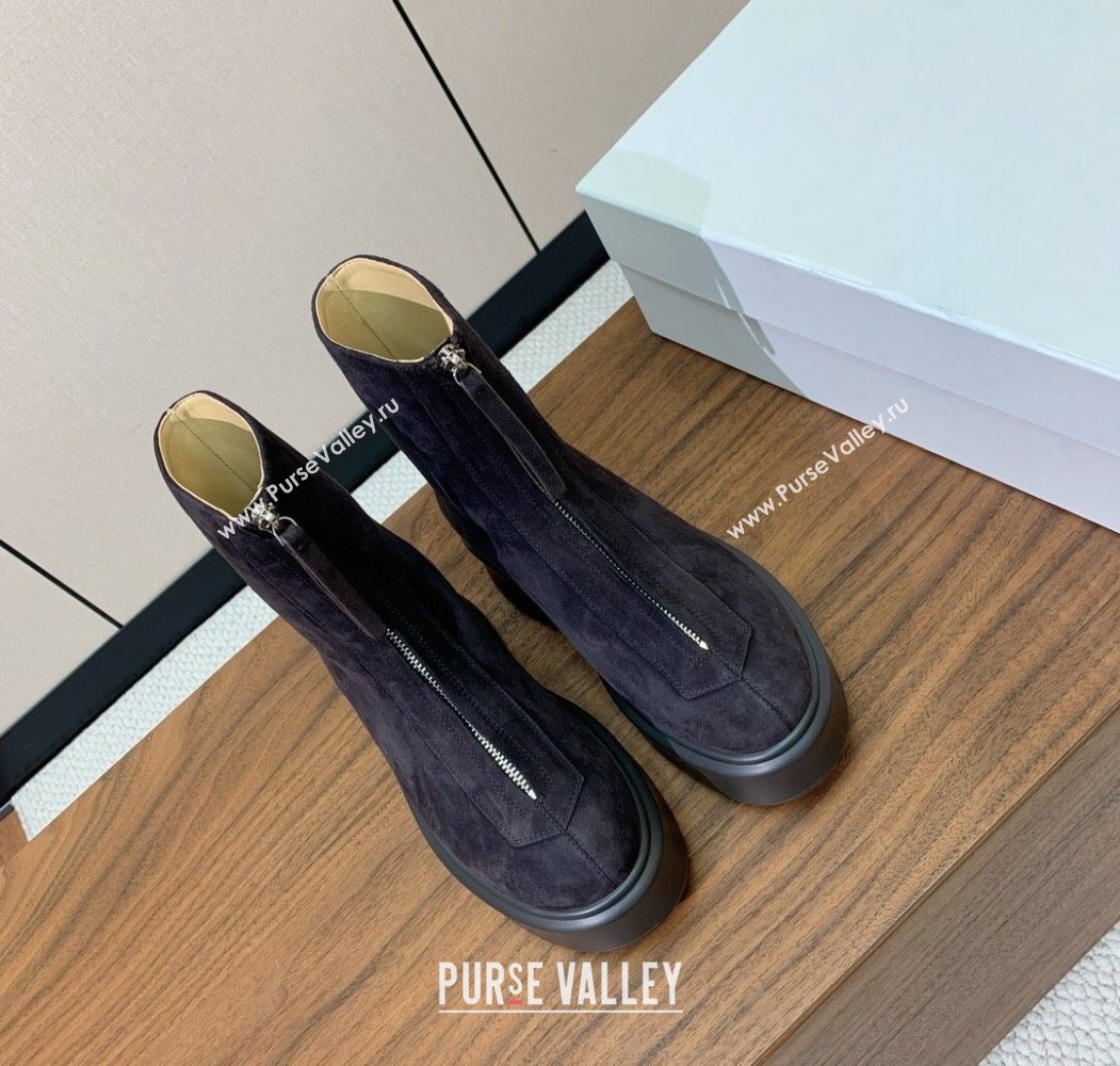 The Row Suede Zipped Platform Ankle Boots 5cm Brown 2025 1028 (KL-251028077)