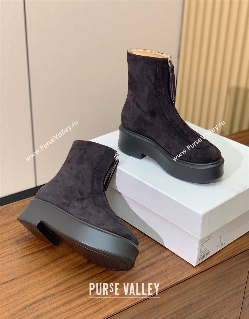 The Row Suede Zipped Platform Ankle Boots 5cm Brown 2025 1028 (KL-251028077)