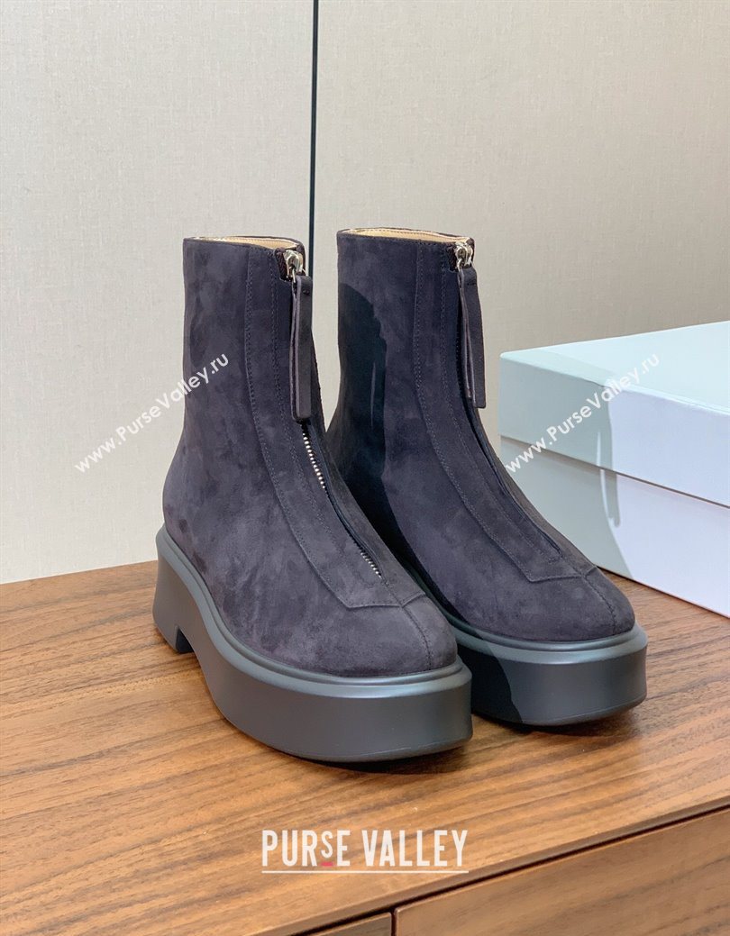 The Row Suede Zipped Platform Ankle Boots 5cm Brown 2025 1028 (KL-251028077)