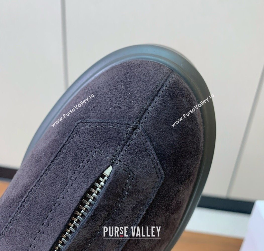 The Row Suede Zipped Platform Ankle Boots 5cm Brown 2025 1028 (KL-251028077)