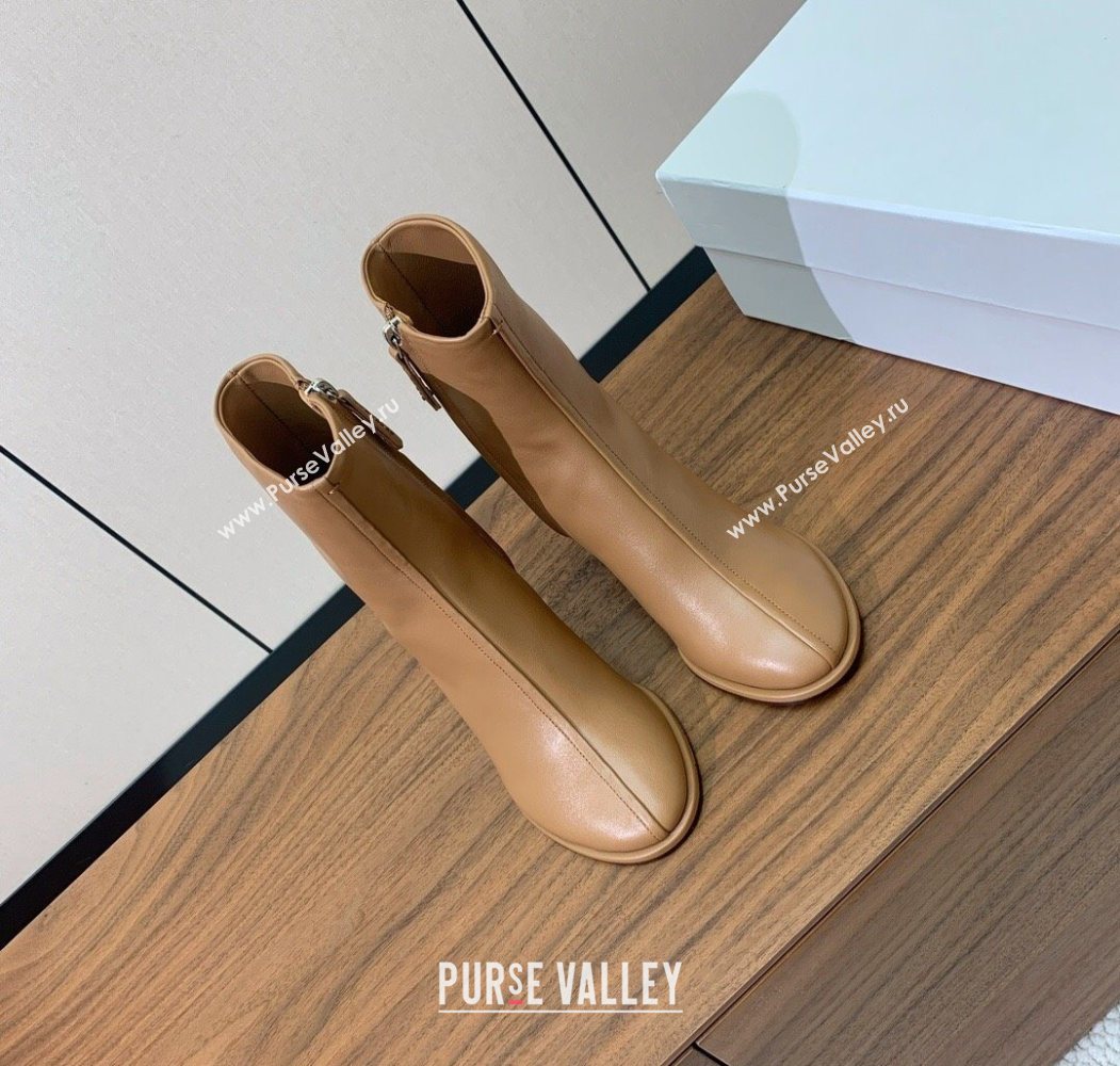 The Row Leather Heel Ankle Boots 8cm Brown 2025 TR102803 (KL-251028080)