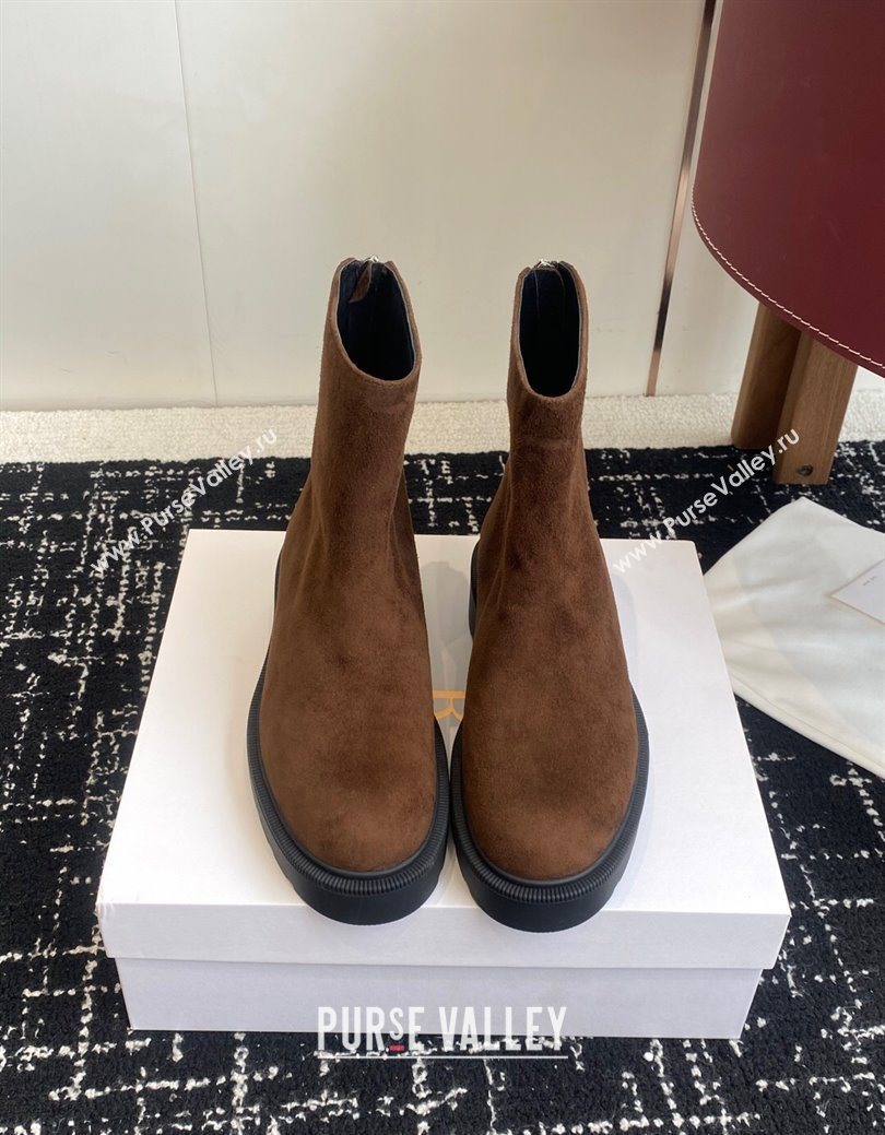 The Row Nobilis Fast Platform Ankle Boots 5cm in Suede Brown 2025 (KL-251028063)