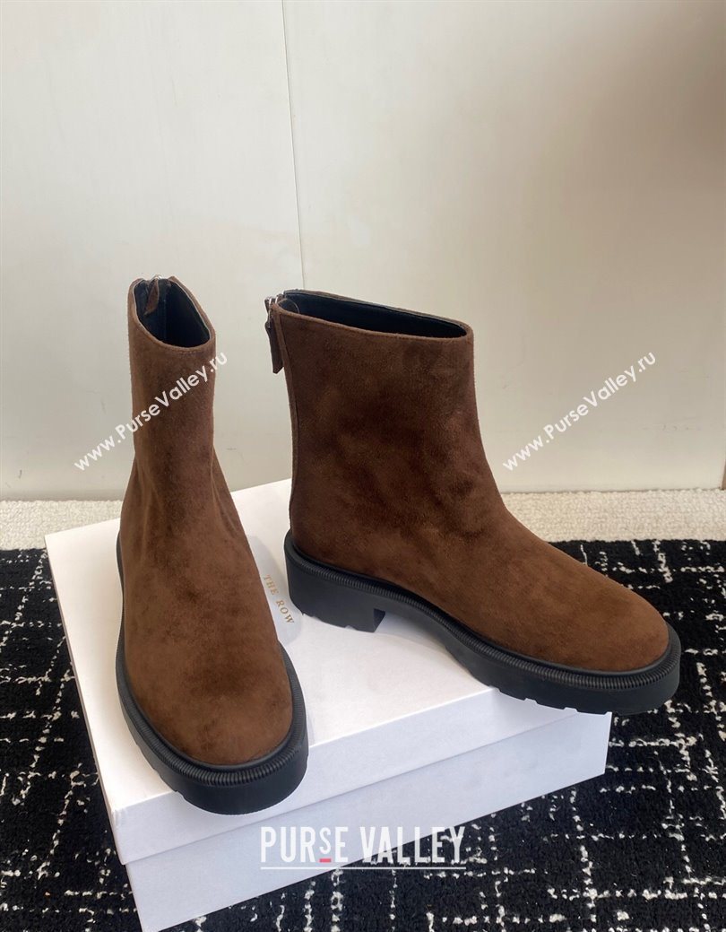 The Row Nobilis Fast Platform Ankle Boots 5cm in Suede Brown 2025 (KL-251028063)