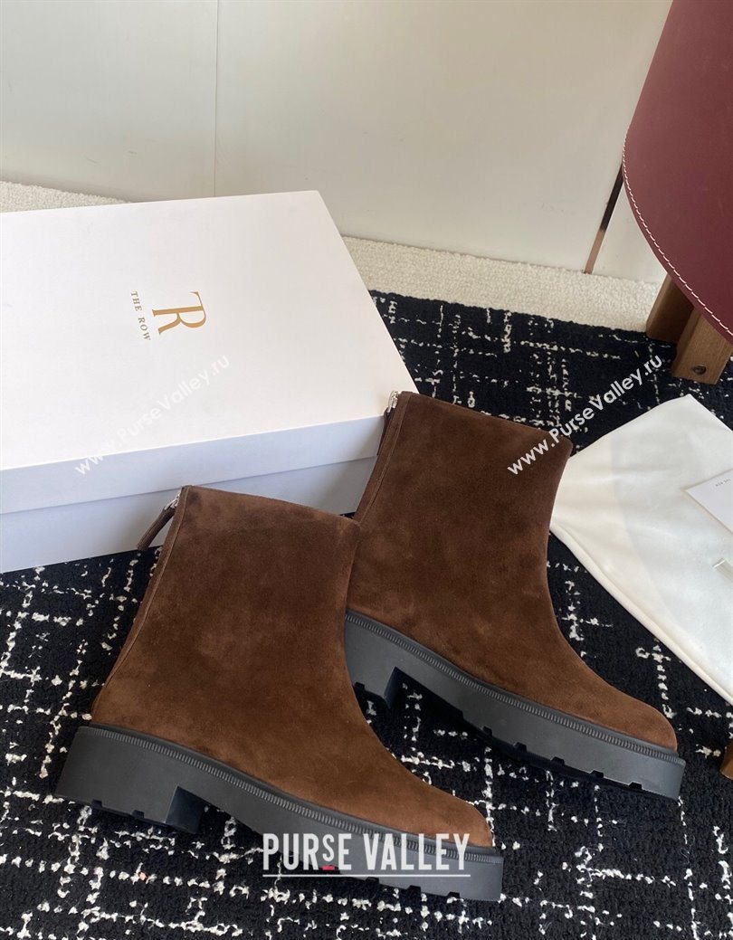 The Row Nobilis Fast Platform Ankle Boots 5cm in Suede Brown 2025 (KL-251028063)