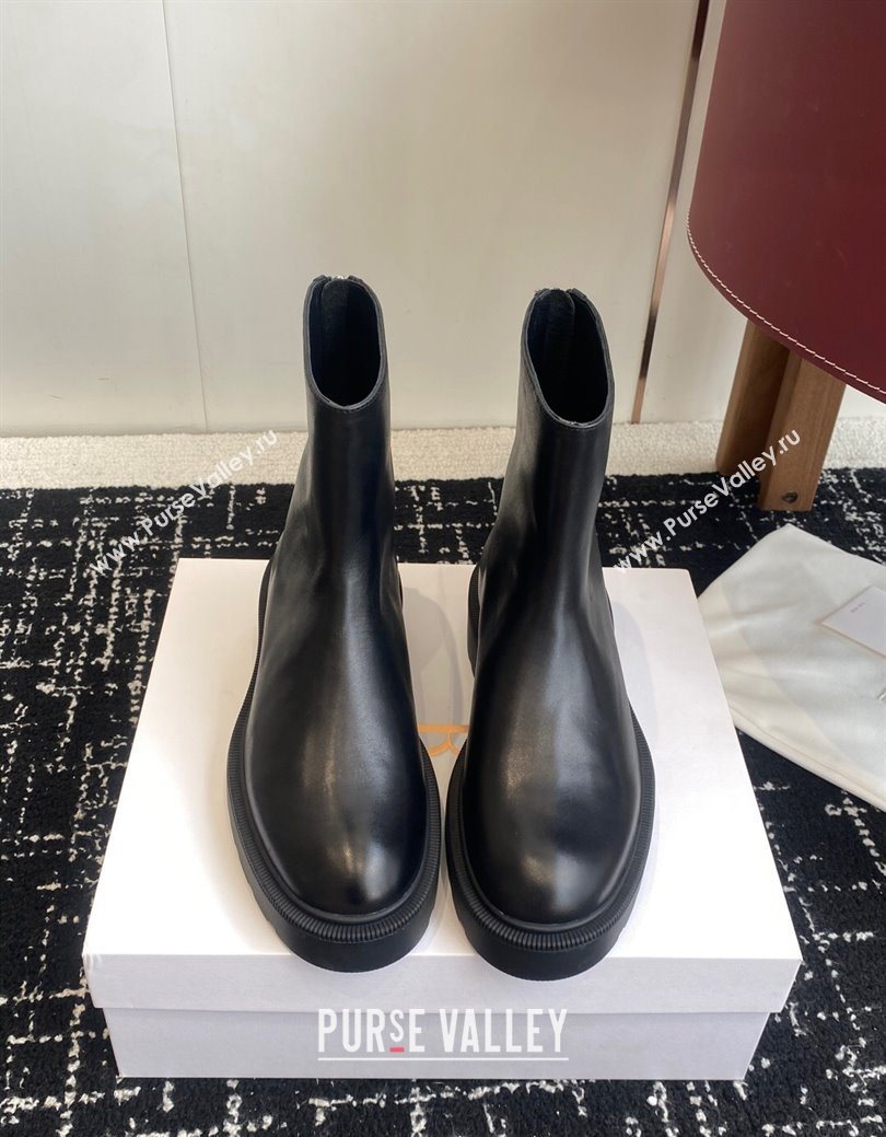 The Row Nobilis Fast Platform Ankle Boots 5cm in Leather Black 2025 (KL-251028064)