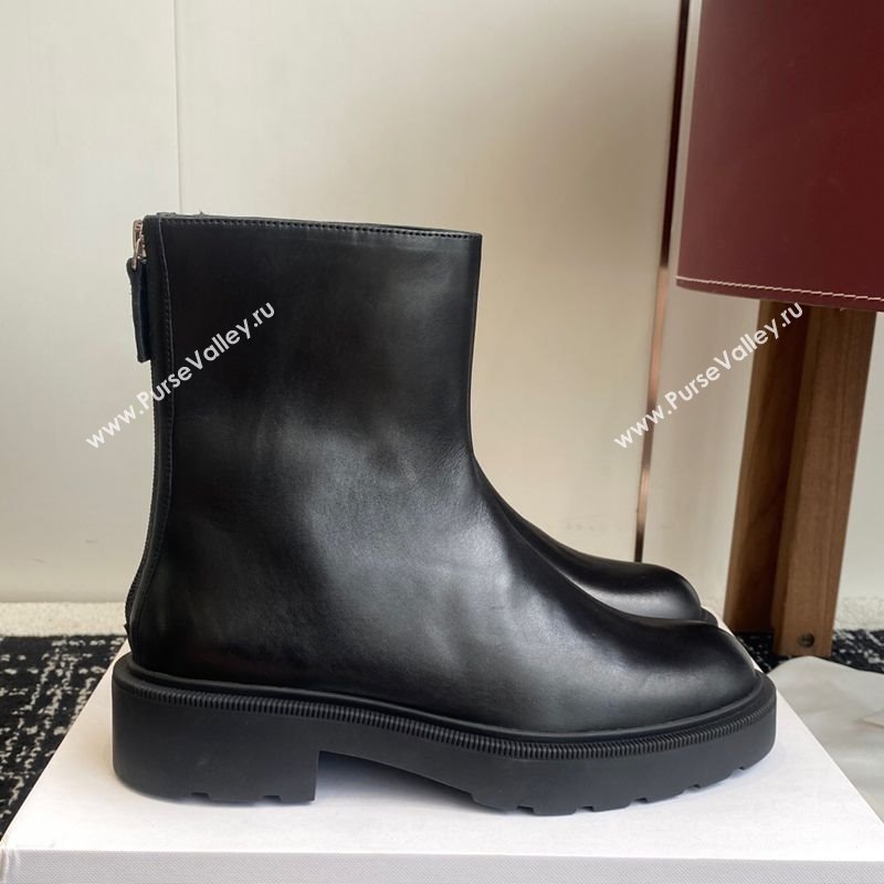The Row Nobilis Fast Platform Ankle Boots 5cm in Leather Black 2025 (KL-251028064)