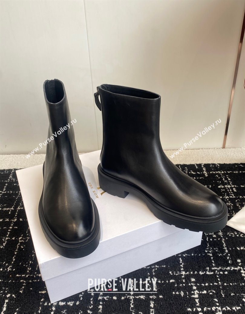 The Row Nobilis Fast Platform Ankle Boots 5cm in Leather Black 2025 (KL-251028064)