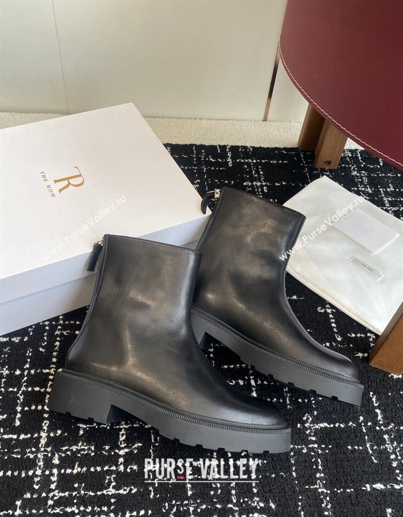 The Row Nobilis Fast Platform Ankle Boots 5cm in Leather Black 2025 (KL-251028064)