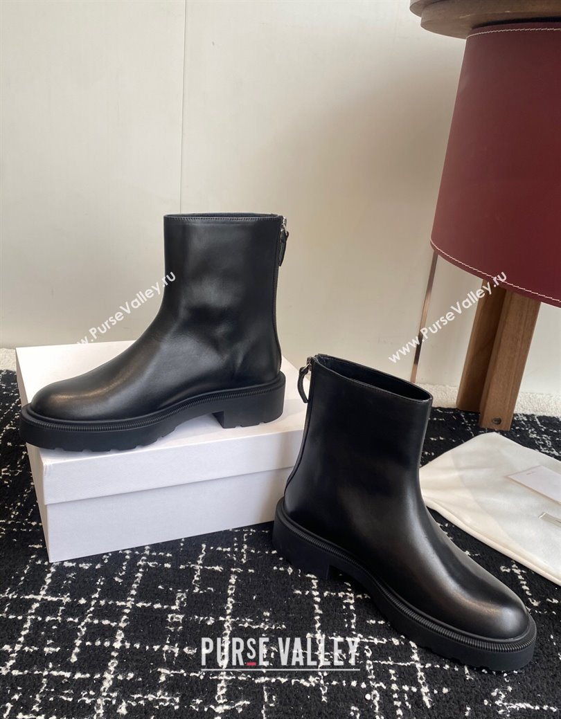 The Row Nobilis Fast Platform Ankle Boots 5cm in Leather Black 2025 (KL-251028064)