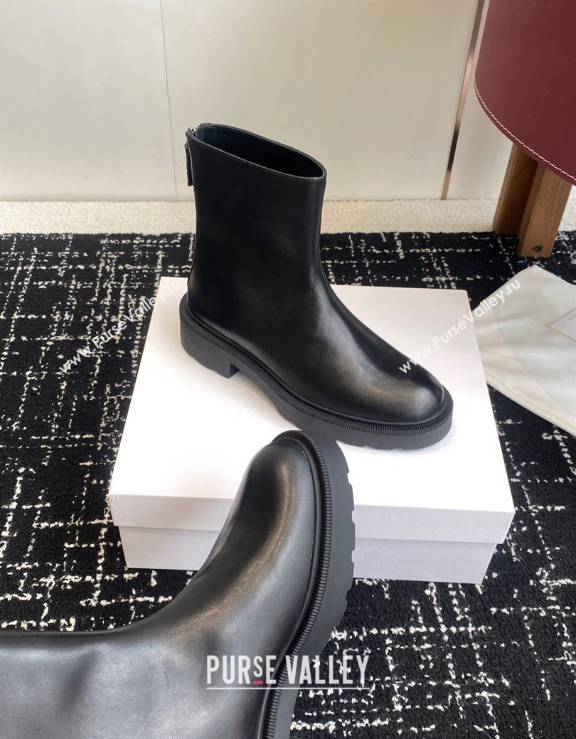 The Row Nobilis Fast Platform Ankle Boots 5cm in Leather Black 2025 (KL-251028064)